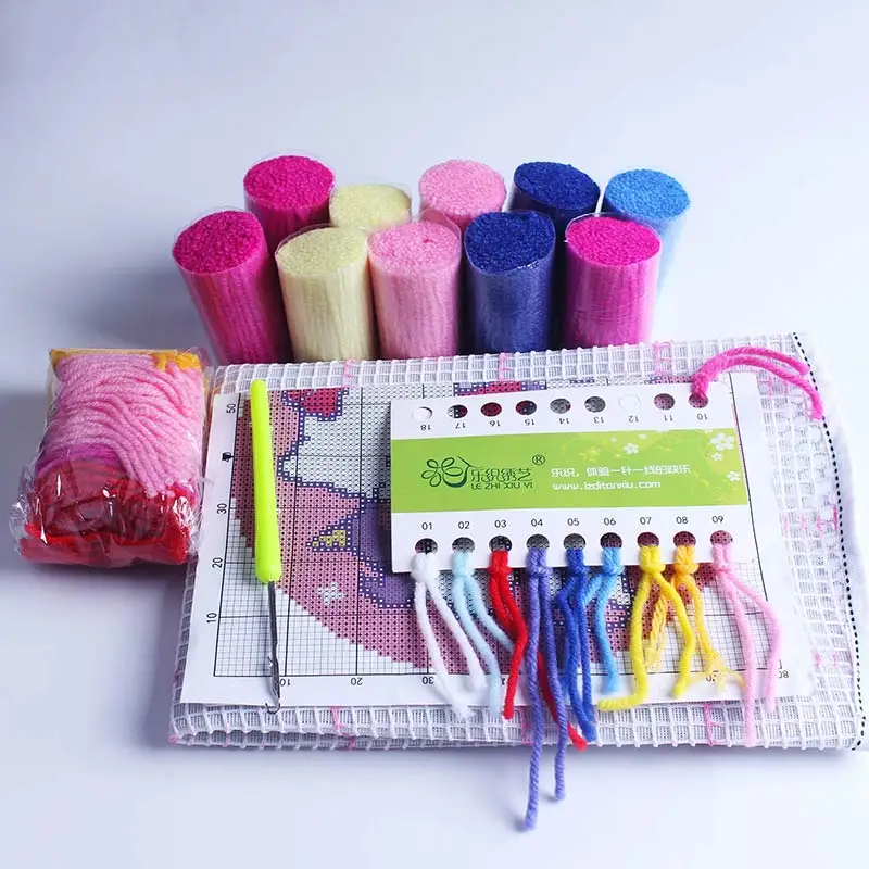 Knooppakket Klink Haak Kussen Bloem Animal Series Latch Hook Kits Diy Needlework Mat Button Cushion Animals Sofa Shape Cushions - view 6