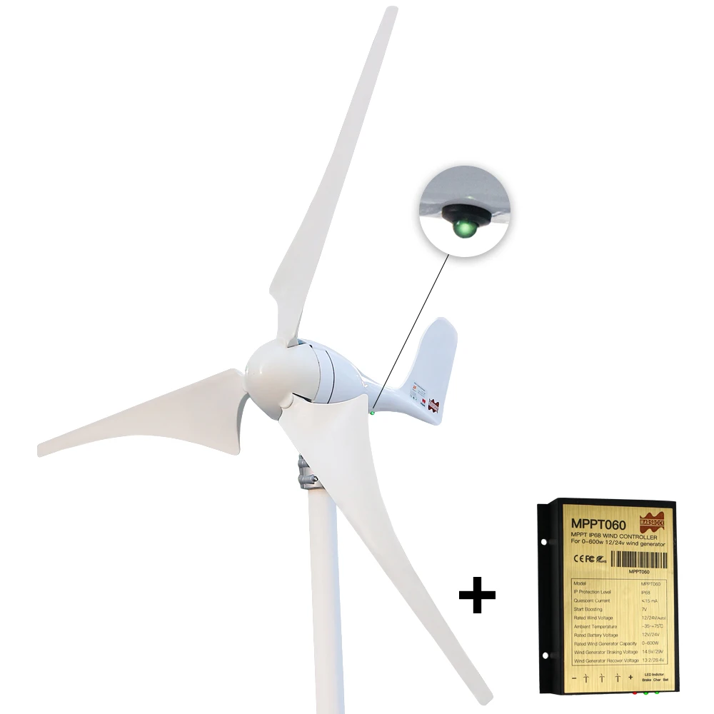 12V 24V 400W Wind Turbine Generator With Controller 3 5 Blades Small Wind Turbine For Home Use Low Noise High Efficiency