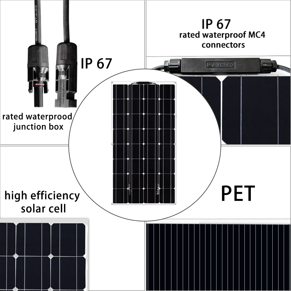 300w rv Camping elastyczne panele słoneczne do domu sprzedaż dom 12v bateria wodoodporna monokrystaliczny 100 watt 200w Panel słoneczny