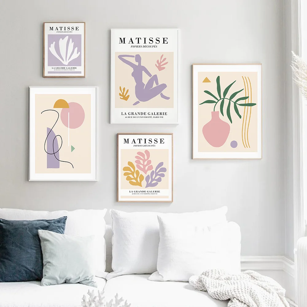 Matisse Vintage Poster and Prints Canvas Art Flower Line Painting Morandi Color Wall Art Decorative Picture Home Living Room