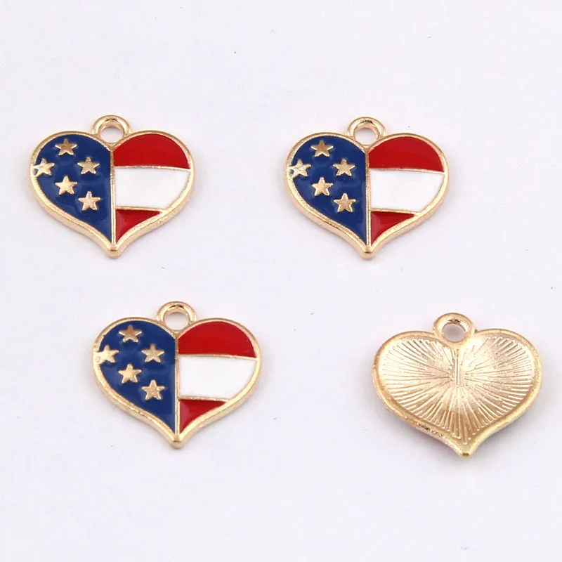 10 PCS/Lot 16*16mm Gold Color Heart Pendants Enamel Charms Handmade For DIY Jewelry Making Fashion Earrings Pendant Necklace