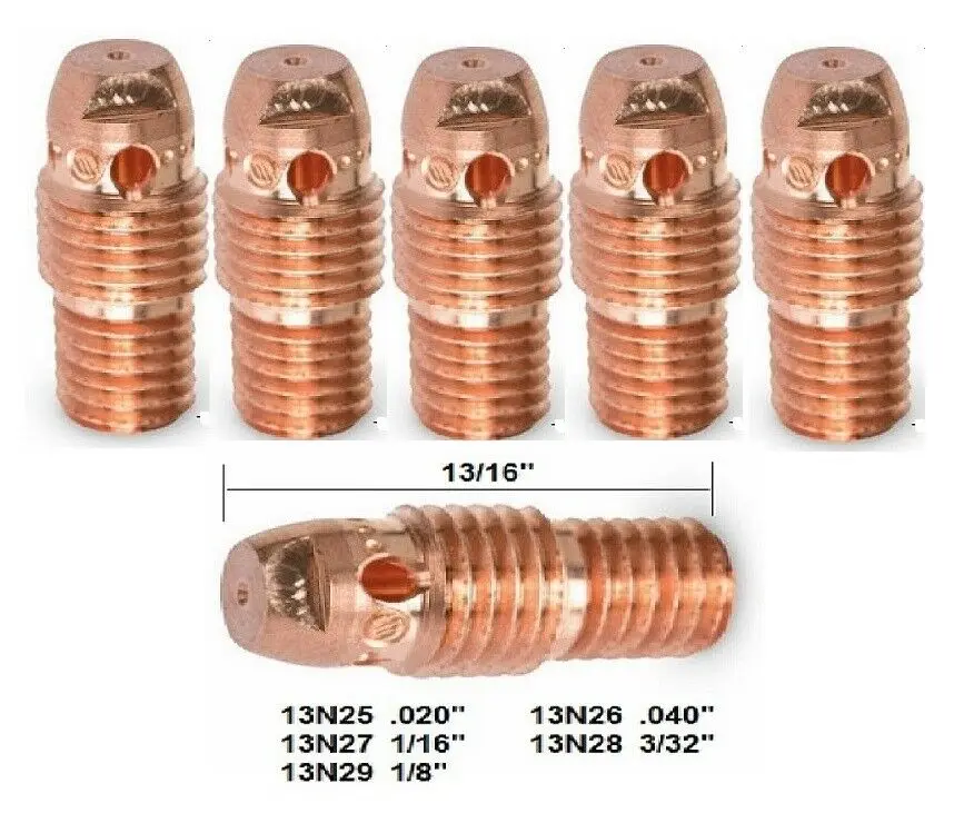10 قطعة 13N28 2.4 مللي متر 3/32 "كوليت الجسم موصل التنغستن حامل صالح WP-9 20 TIG لحام الشعلة