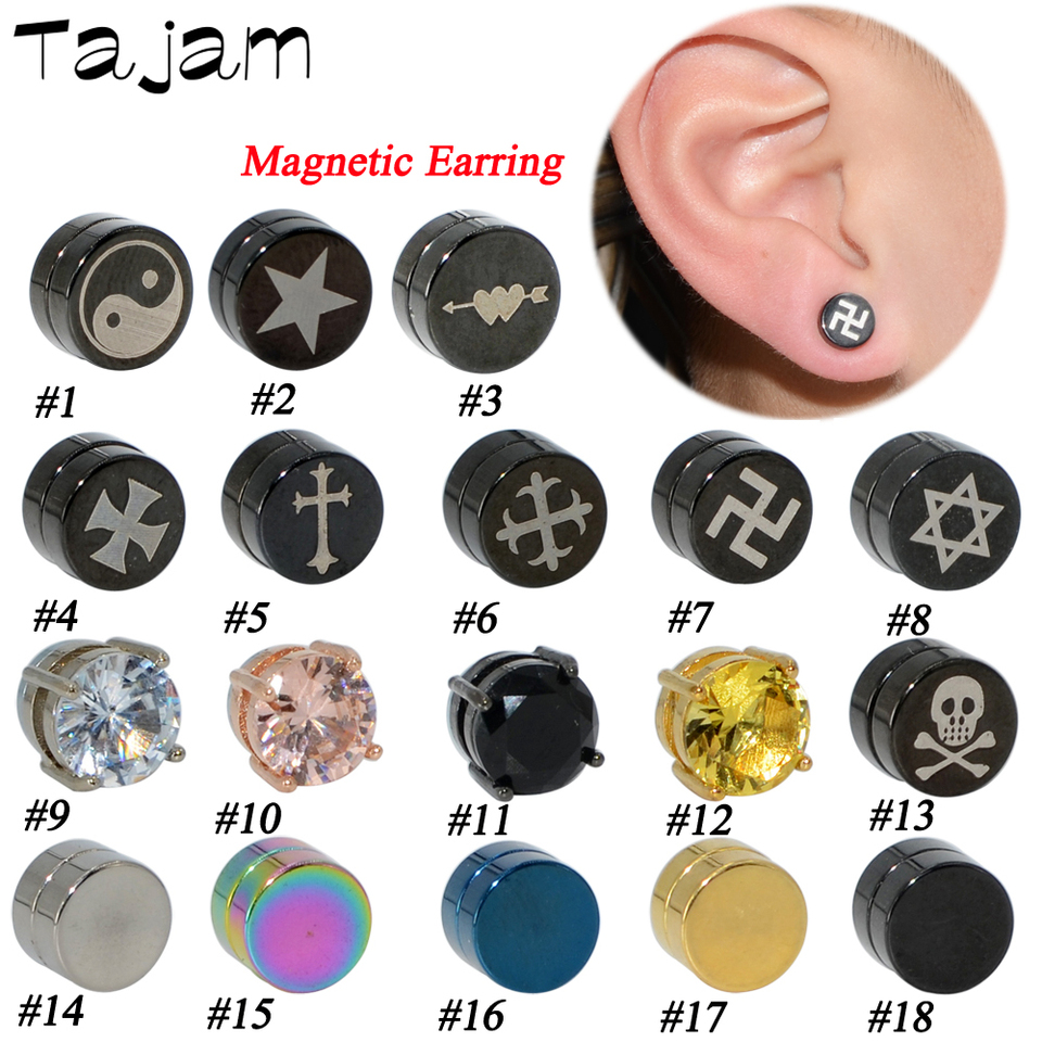  1Pair Punk Magnetic Ear Studs Non Piercing Cheater Ear Stud Fake Earrings Strong Magnet Unisex Body Piercing Jewelry for Gifts 