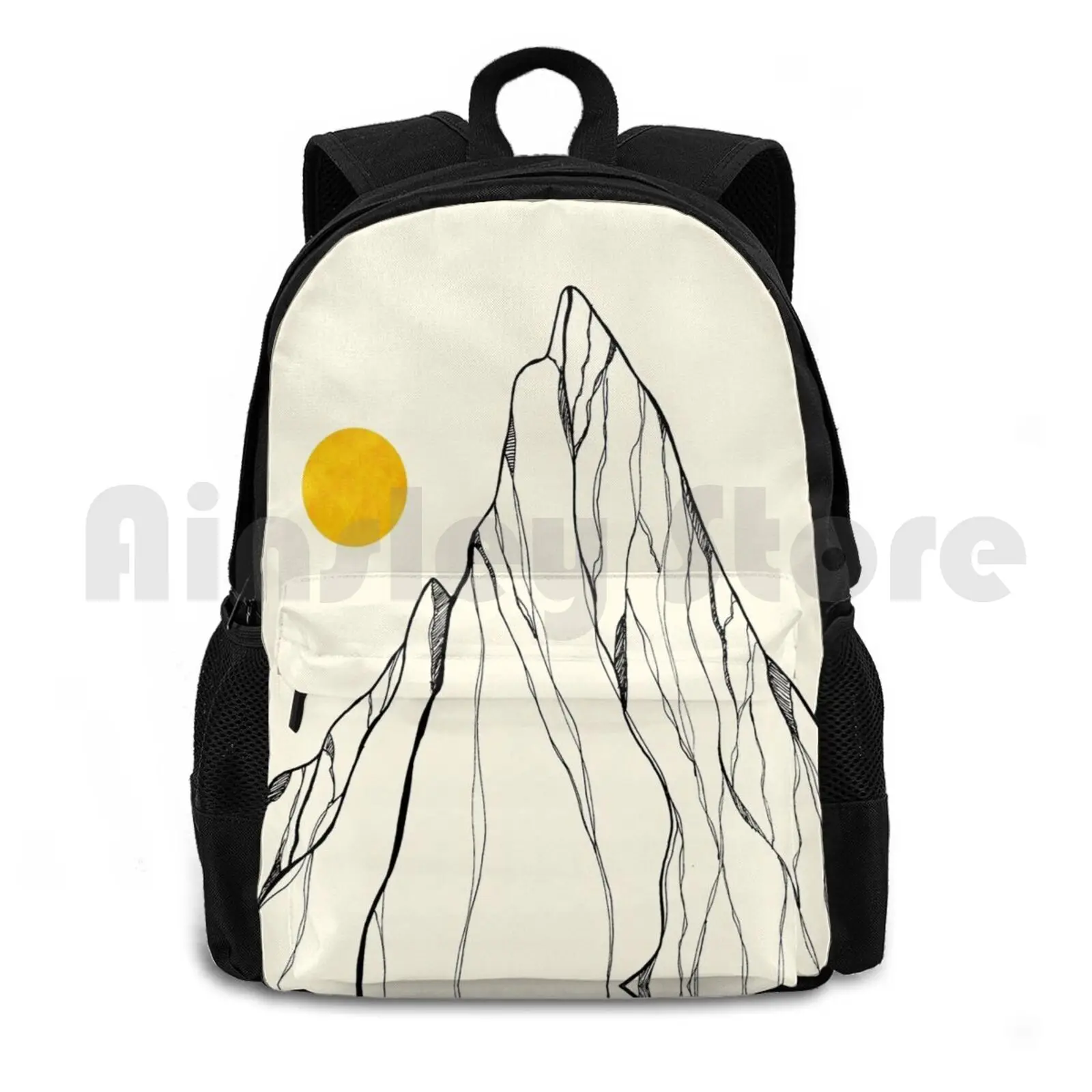 Yellow Line Outdoor Hiking Backpack Waterproof Camping Travel Hill Mountain Nature Shapes Abstract Yellow Simple Rocks Stone