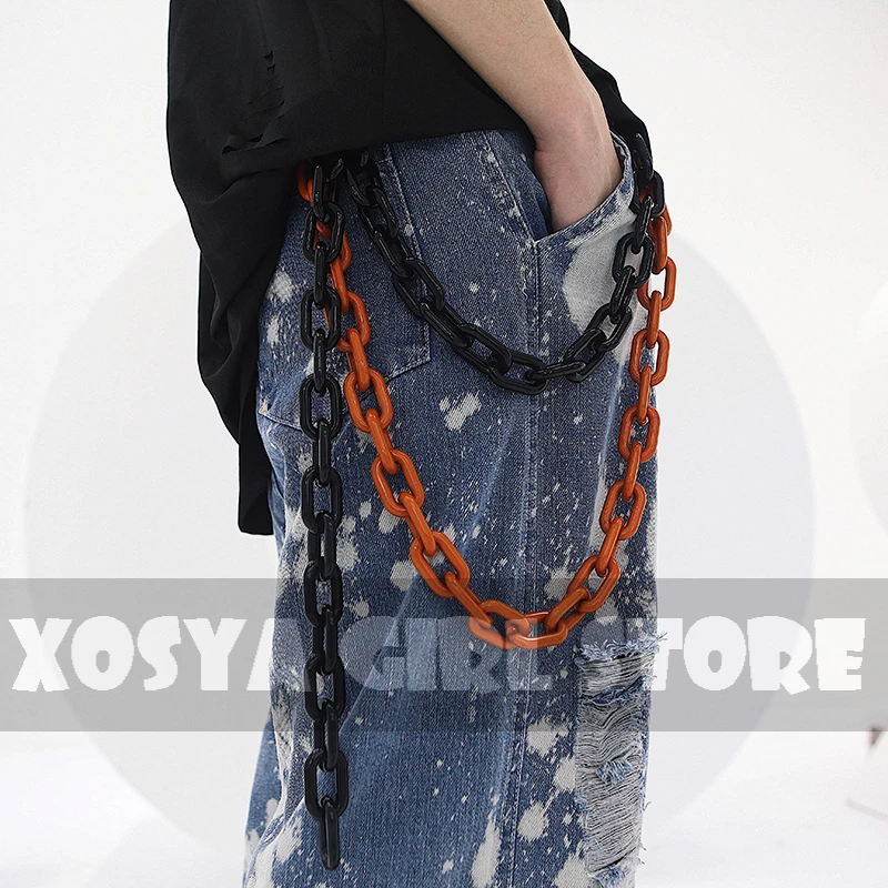 Punk style hip hop chain ins popular fluorescent plastic stainless steel chain pants chain waist chain men and women CL132