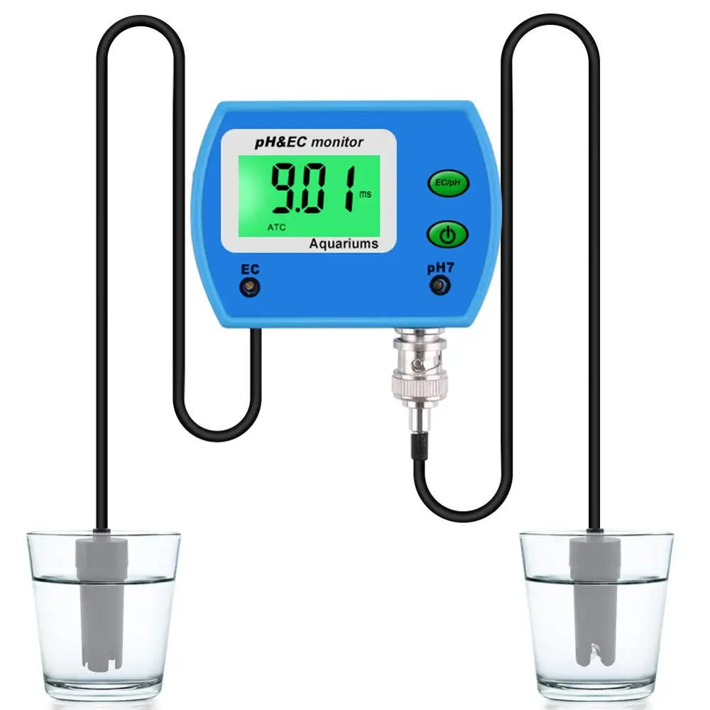 Professional 2 in 1 pH Meter EC meter for Aquarium Multi-parameter Water Quality Monitor Online pH / EC monitor Acidometer