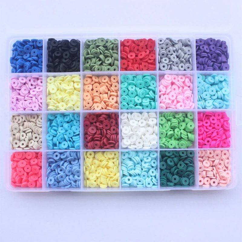 Perles en argile polymère 24 couleurs, 4000/4800/5400 pièces, pour bricolage, fabrication de bijoux artisanaux, Bracelet, collier, accessoires de Costume