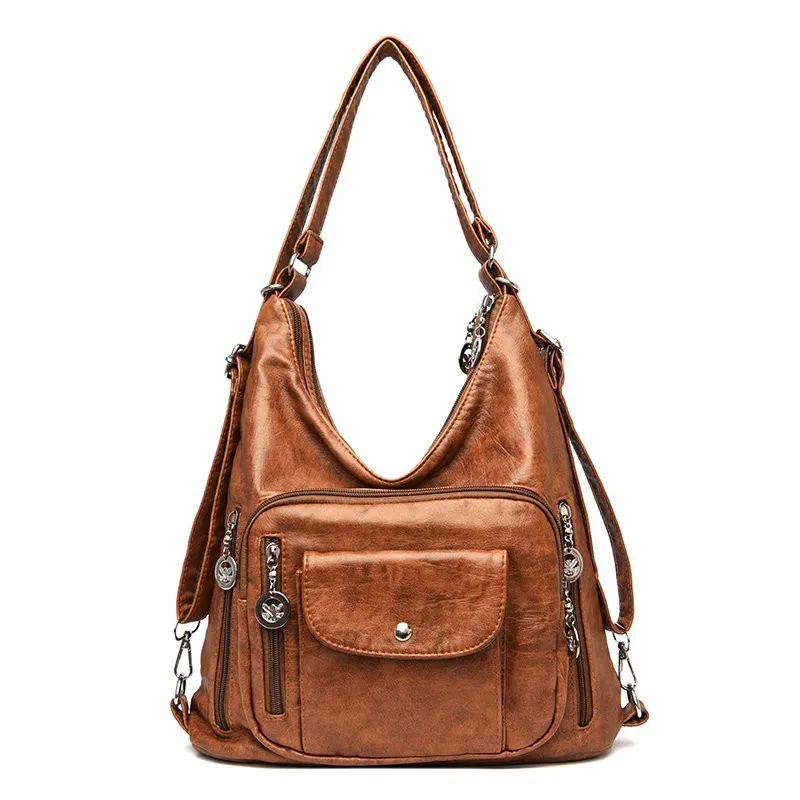 Vintage Frauen Umhängetasche Mode Pu Leder Umhängetasche Designer Geldbörse große Kapazität Handtasche Reisetasche Sack à main – Detail 15