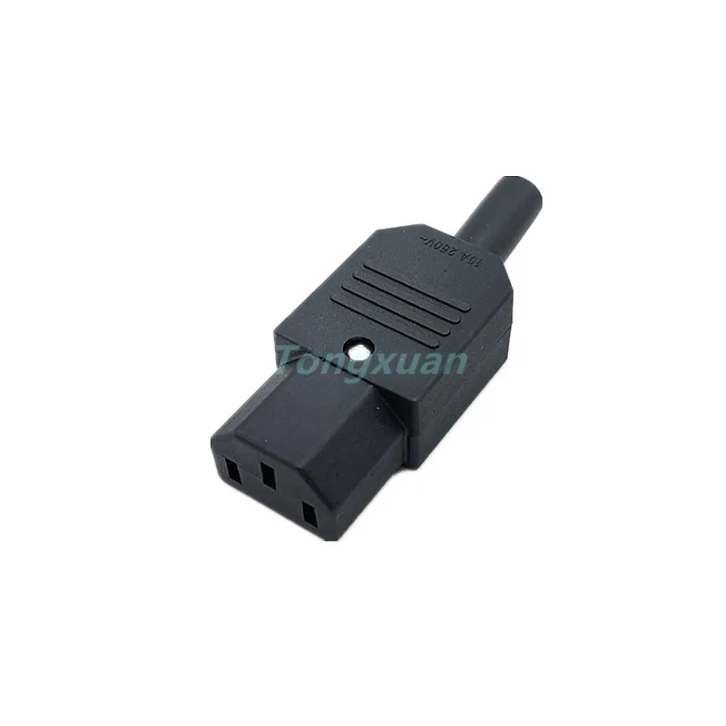 Straight Cable Plug Connector 10A 250V Black female&male Plug Rewirable Power Connector 3 pin AC Socket