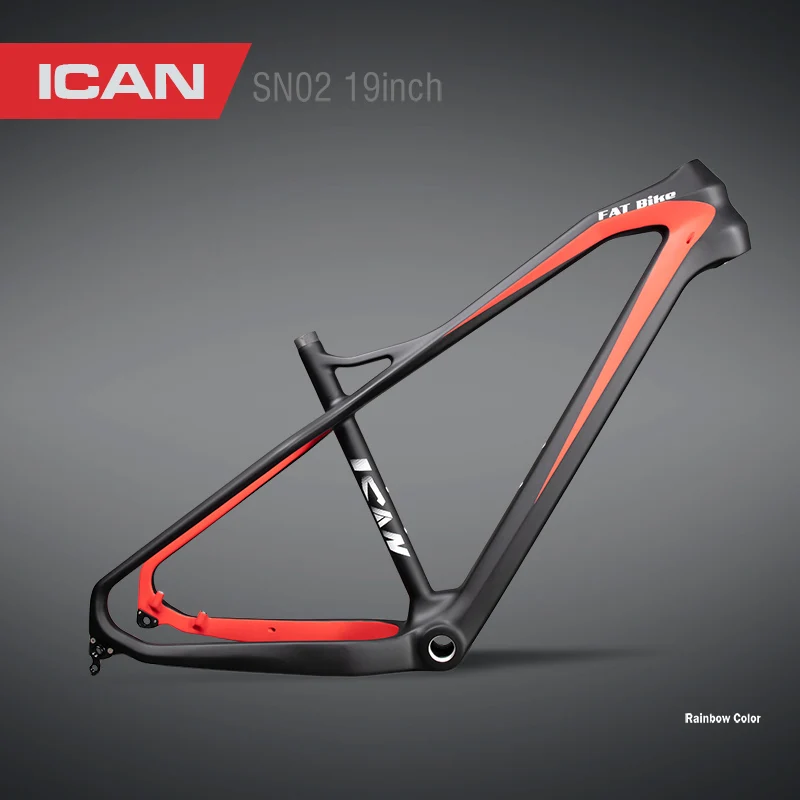 26er carbon fat bike frame 197mm rear space fat bike carbon frame UD matt Red color with ican brand 17/19 inches SN02