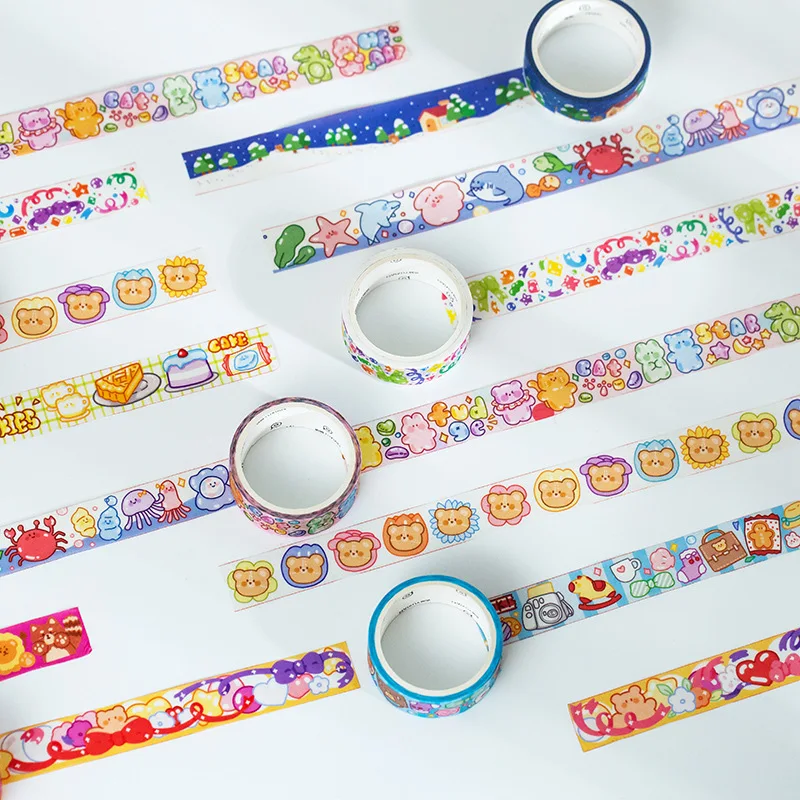 Cute Animal World Decorative Washi Tape Masking Tapes Planner Scrapbooking Diary DIY Albums Kawaii Stationery School Supplies