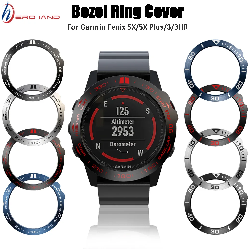 Watch Ring Adhesive Cover Anti Scratch Metal Case For Garmin Fenix 5X /5X Plus Bezel Insert Fenix 3 Fenix 3 HR