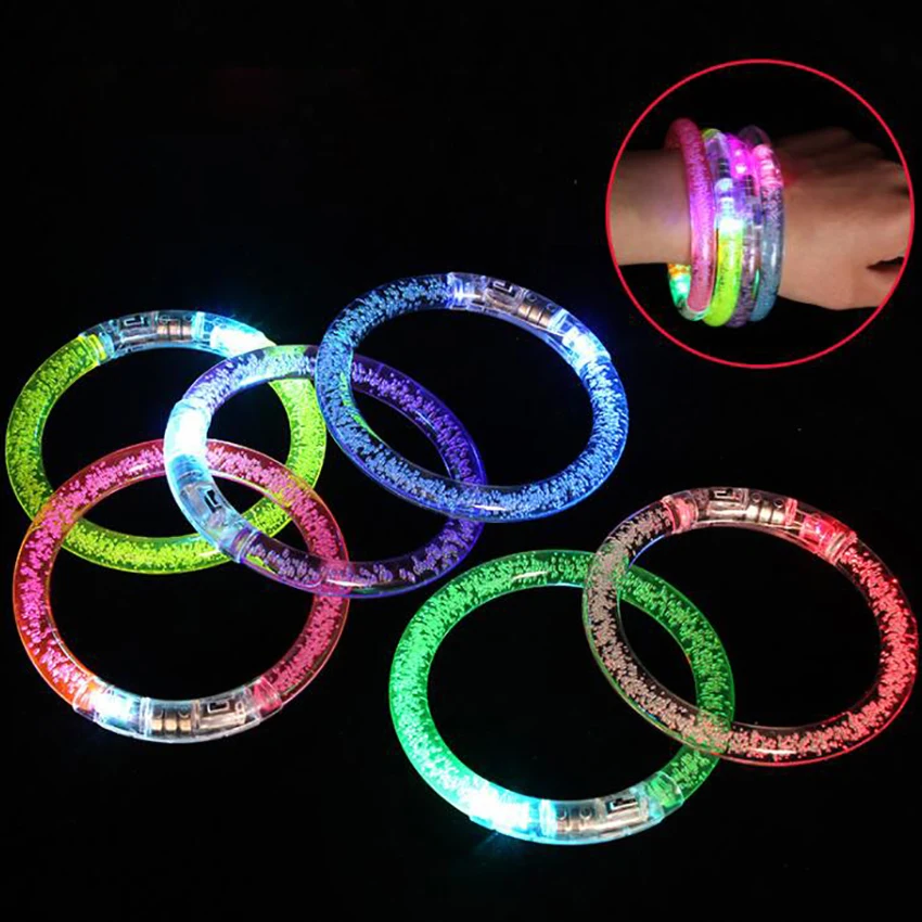 1PC Flash Dance Bracelets Wristbands LED Flashing Wrist Glow Bangle In The Dark Carnival Birthday Gift Neon Party Supplies