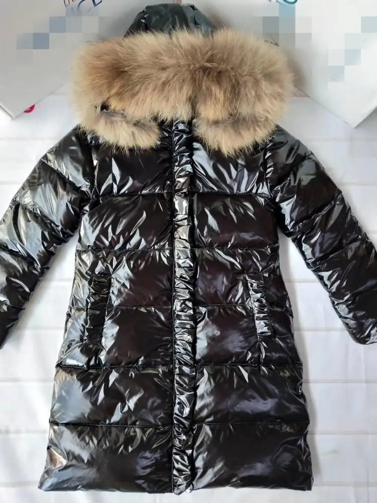 

2022 new girl's outdoor down jacket baby medium long children's thick warm real fur collar Girl Down jackets child parka girl