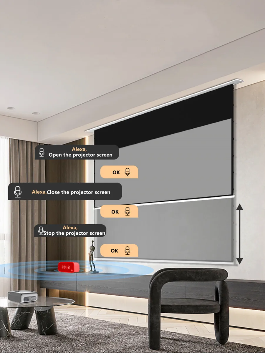 MIVISION 8K Schwarz Diamant/Kristall Umgebungs Licht Ablehnung ALR CLR Elektrische Einbau In-Decke Projektor Bildschirm, v1ALR – Detail 8