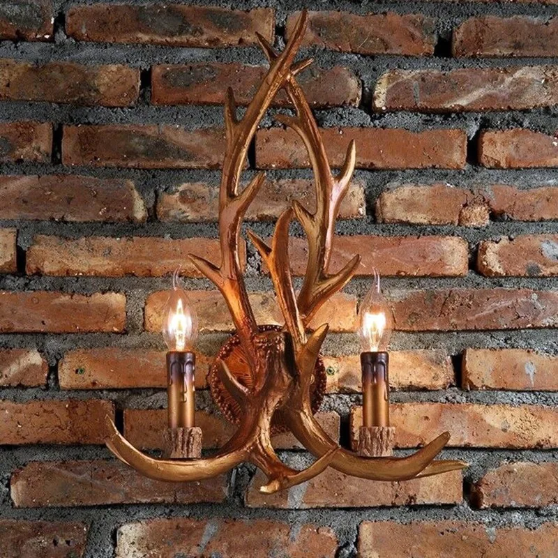 Wooden feeling decorative LED wall light lamp sconce deer horn antler retro white deer wall lamp light LED tree branch MJ1112