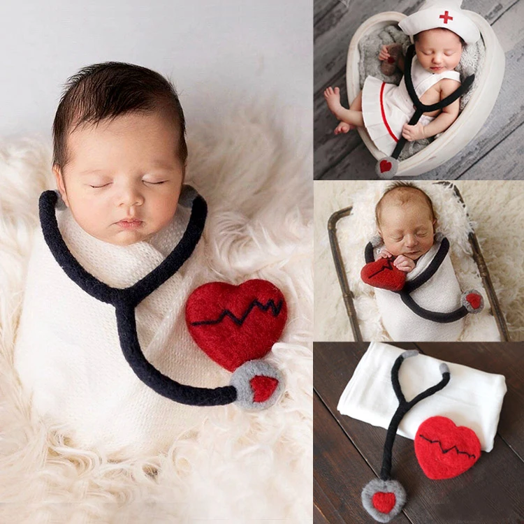 Sessione neonato posa puntelli fotografia bambino vestito ragazza cappello accessori Set abbigliamento Bebe FotoNurse chef Dress up