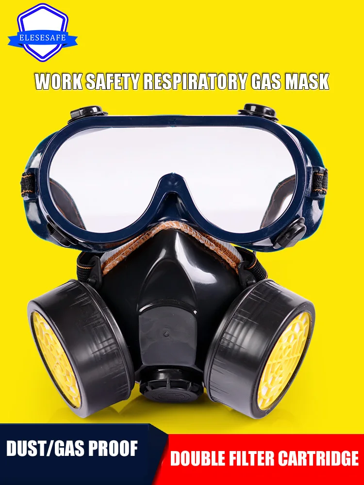 Emergency Survival Safety Respiratory Dust Gas Mask Goggles With 2 Dual Protection Filter For Painting Spraying DIY Work Safety