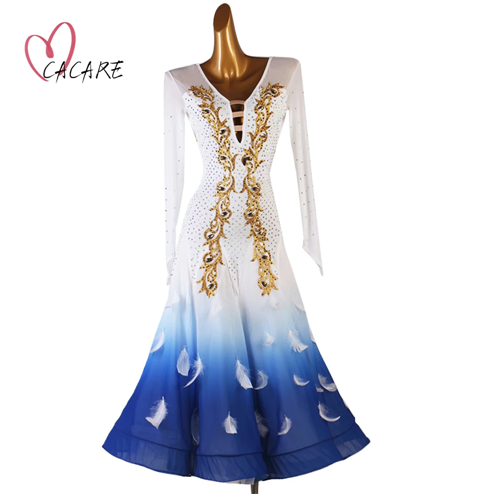 

Fashion Ballroom Dance Wear Costume Competition Dresses Waltz Dress Standard Dancing Clothes Stage Flamenco Customize D0811