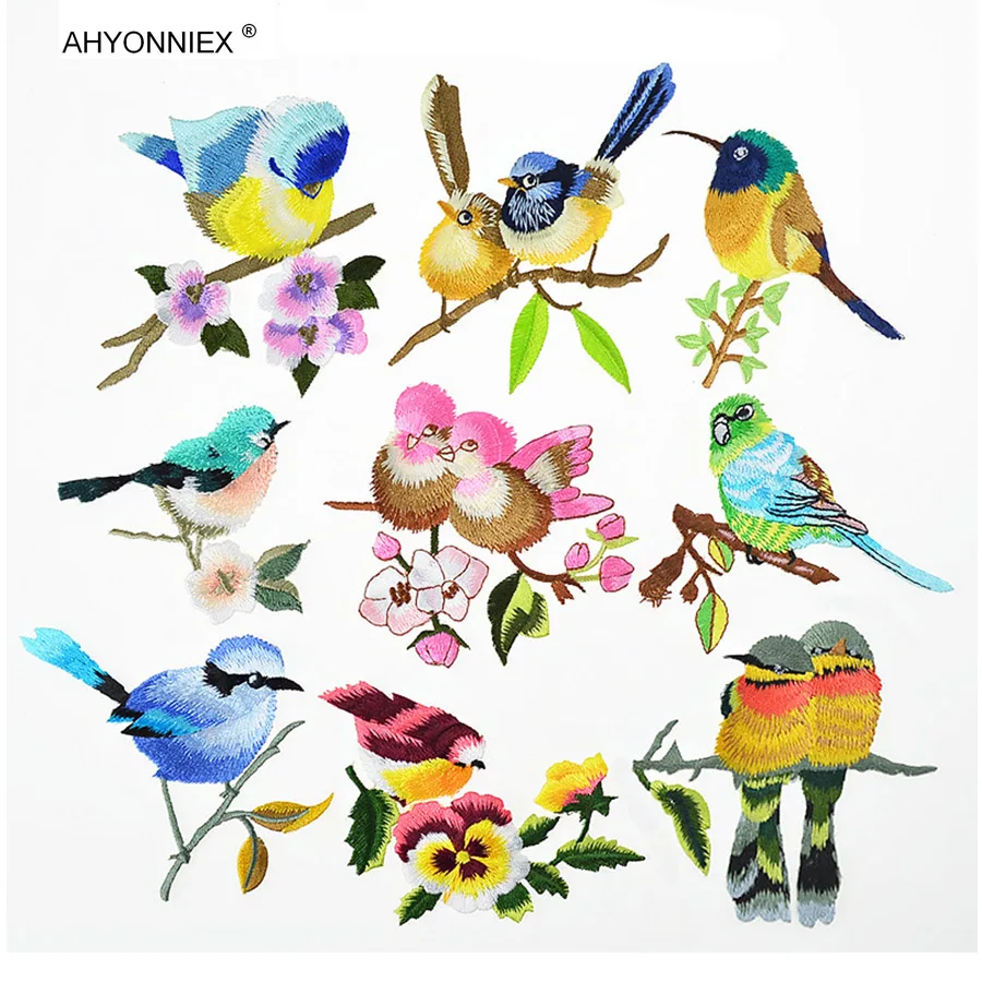 AHYONNIEX 1PCS Cute Embroidered Animal Bird Patch Clothes Stickers Applique Small Parch DIY Accessories