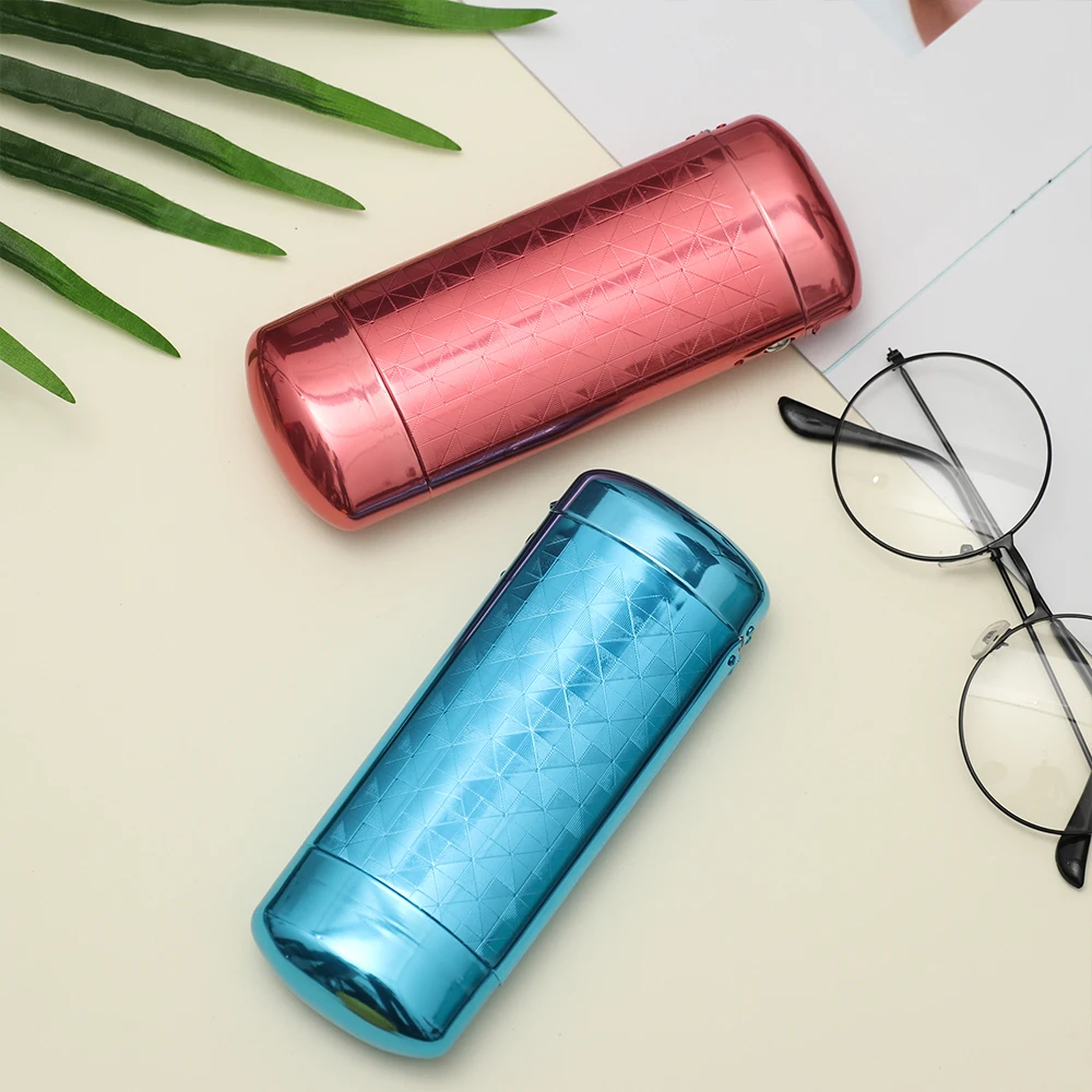 New Fashion Hard Metal Aluminum Lattice Glasses Case Capsule Flip Top Eyeglasses Case Protector For Glasses Storage Tools