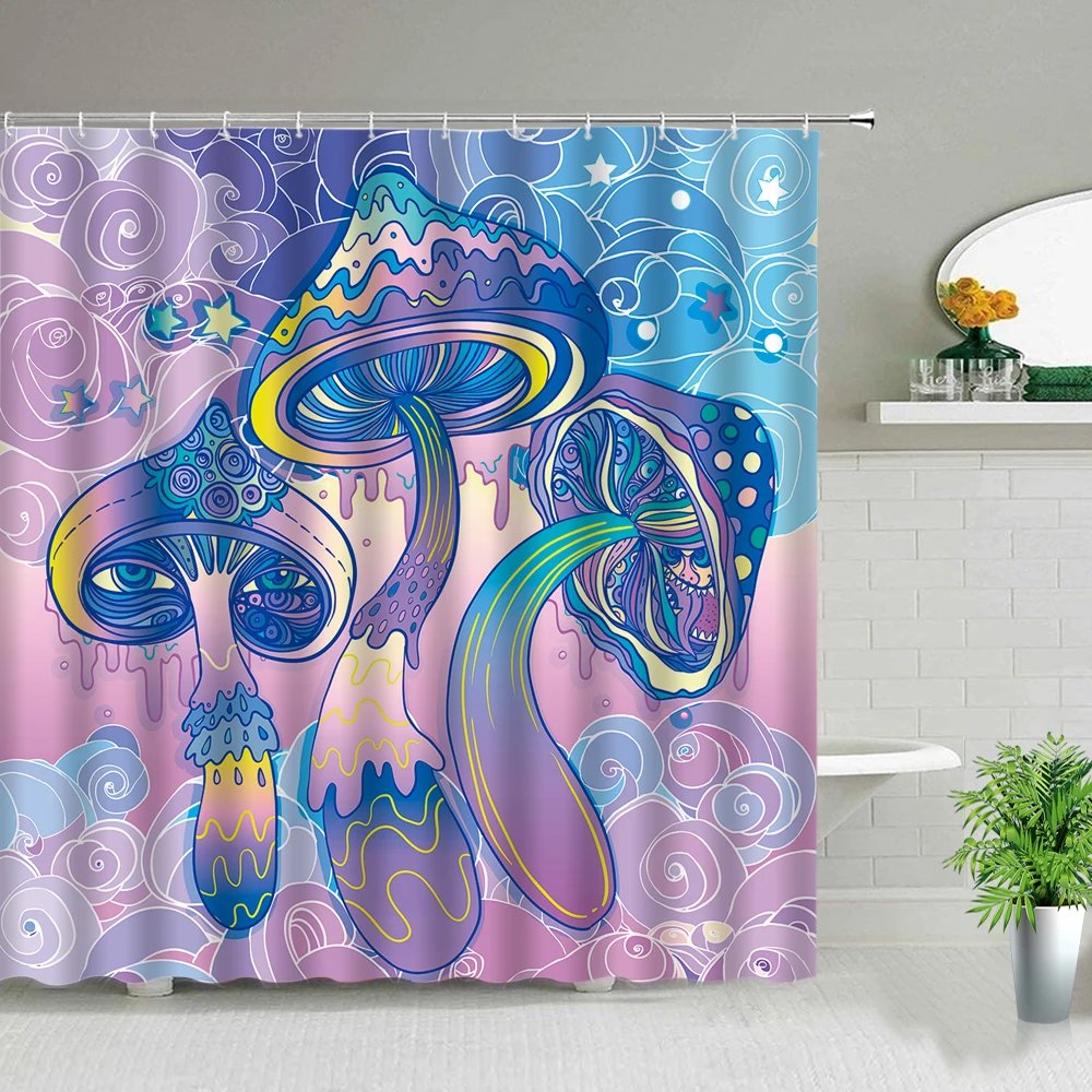 Beautiful Wing Elves Girl Shower Curtain Fantasy Enchanted Forest Bathroom Decor Deer Mushroom Flower Backdrop Hanging Curtains