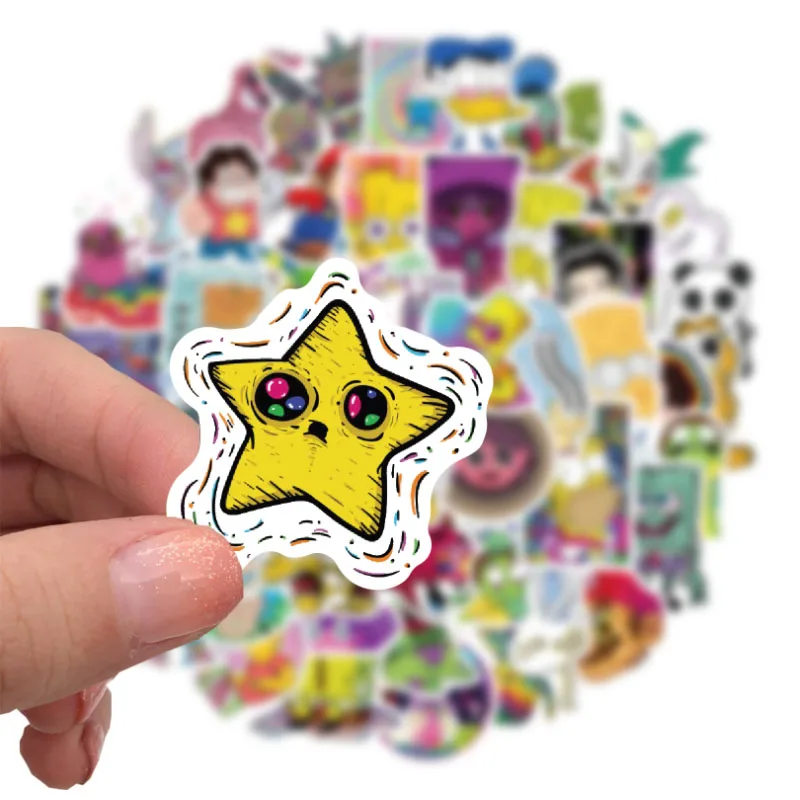 10/30/52Pcs Psychedelic aesthetic mixed cartoon character Skateboard Travel Suitcase Phone Laptop Luggage Stickers DIY Kids