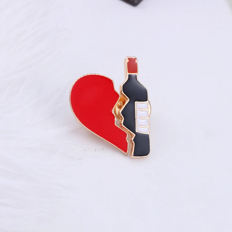 Heart Shaped Bottle Brooch 2pcs Alloy Men's And Women's Jewelry Party Daily Wear Fashionable Clothes Decoration Accessories Y2K