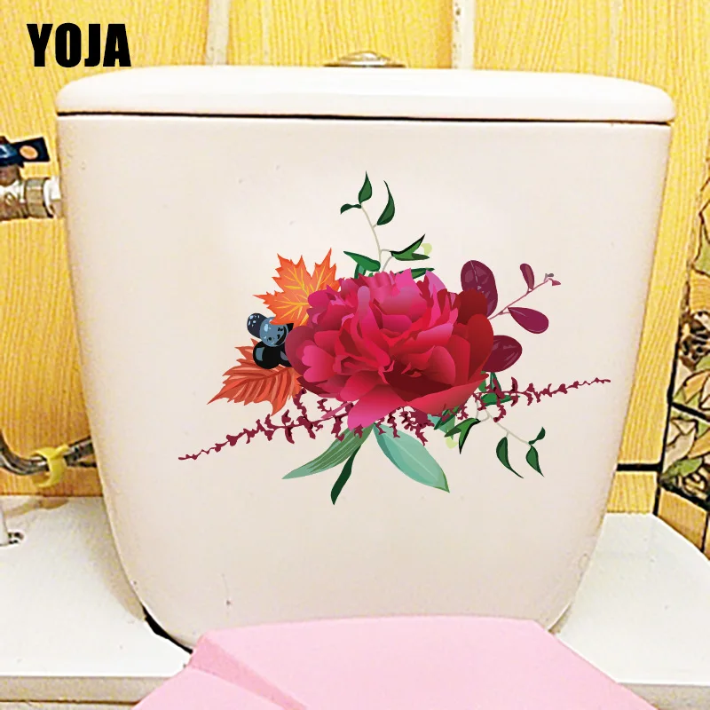 YOJA 25.6CM×20.5CM Delicate Flowers Bedroom Decoration Toilet Stickers Home Wall Accessories T1-2535