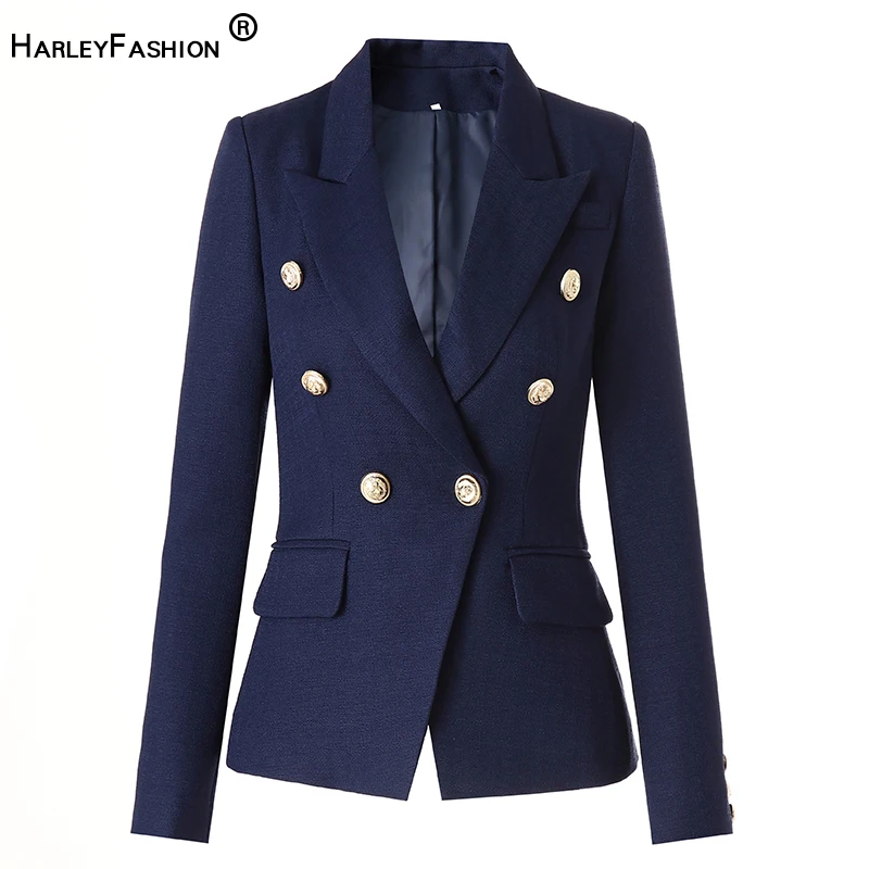 HarleyFashion Women 2021 New Color Quality Solid Royal Blue Good Fabric Spring Casual Slim Blazer