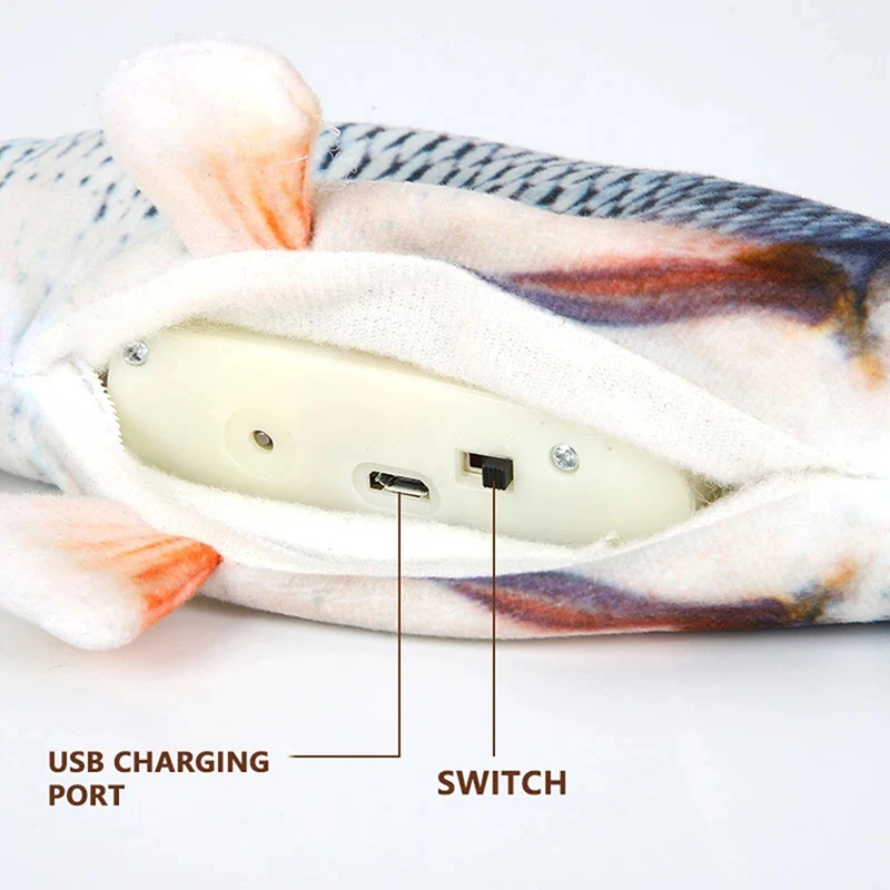 Cat Toy Fish USB Electric Charging Simulation Fish Catnip Cat Pet Chew Bite Interactive Pet Cat Toy Floppy Wagging Fish