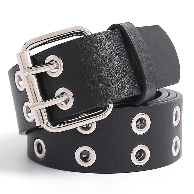 Black Fashion  Rivet Belt Men&Women\'s Studded Belt Punk With Pin Buckle Free Shipping Black Fashion Rhinestone Rivet