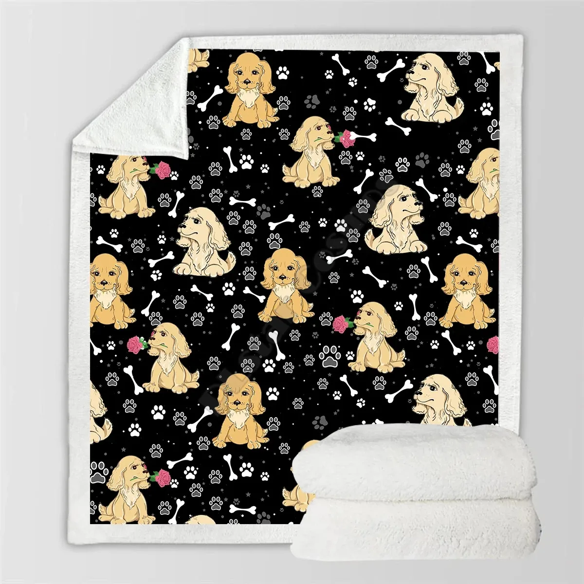 

Cute English Cocker Spanie Cozy Premiun Fleece Blanket 3D printed Sherpa Blanket on Bed Home Textiles