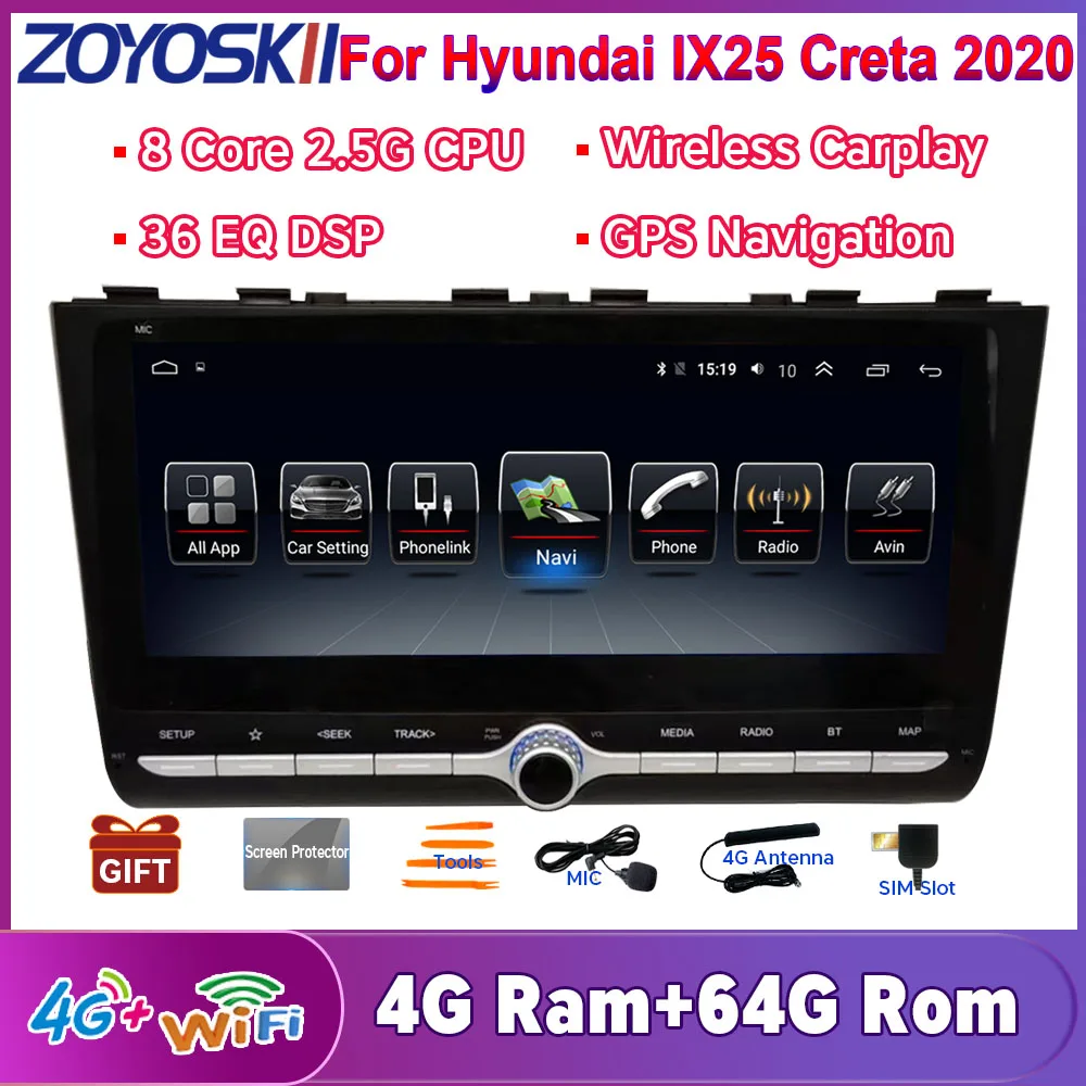 ZOYOSKII for Hyundai IX25 creta 2017-2020 Android 10.25 inch CAR Radio Recorder GPS Navigation player WIFI 4G Carplay audio