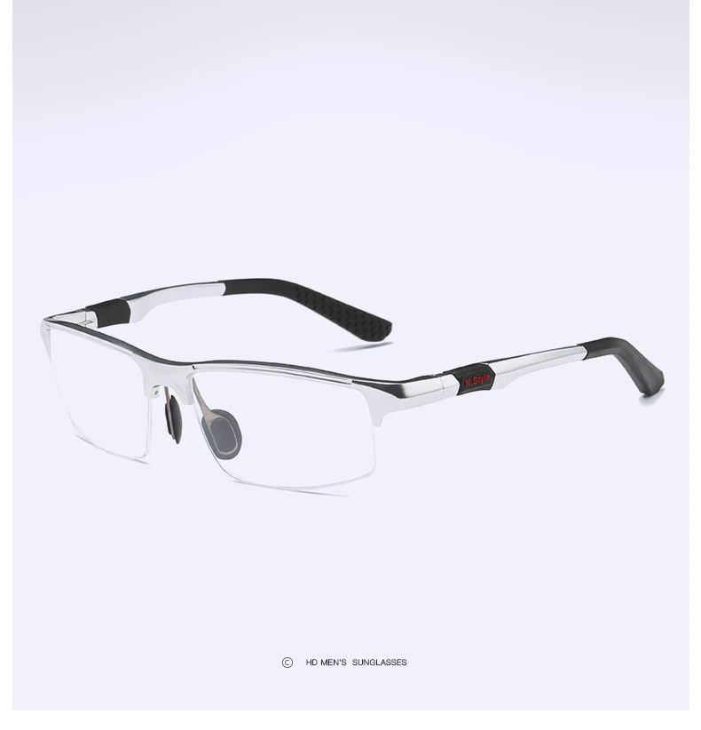 YIMARUILI Halbrahmen-Sportbrillengestell, ultraleichtes Aluminium-Magnesium-Material, optisches Brillengestell für Herren, Y3121 – Detail 14