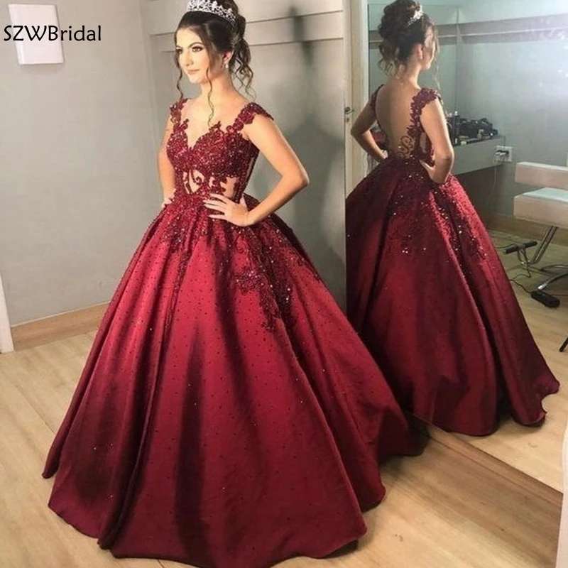 Vestidos de noche color borgoña con cuello en V personalizados, vestido de baile musulmán barato, incluso vestidos formales, vestidos de graduación de talla grande