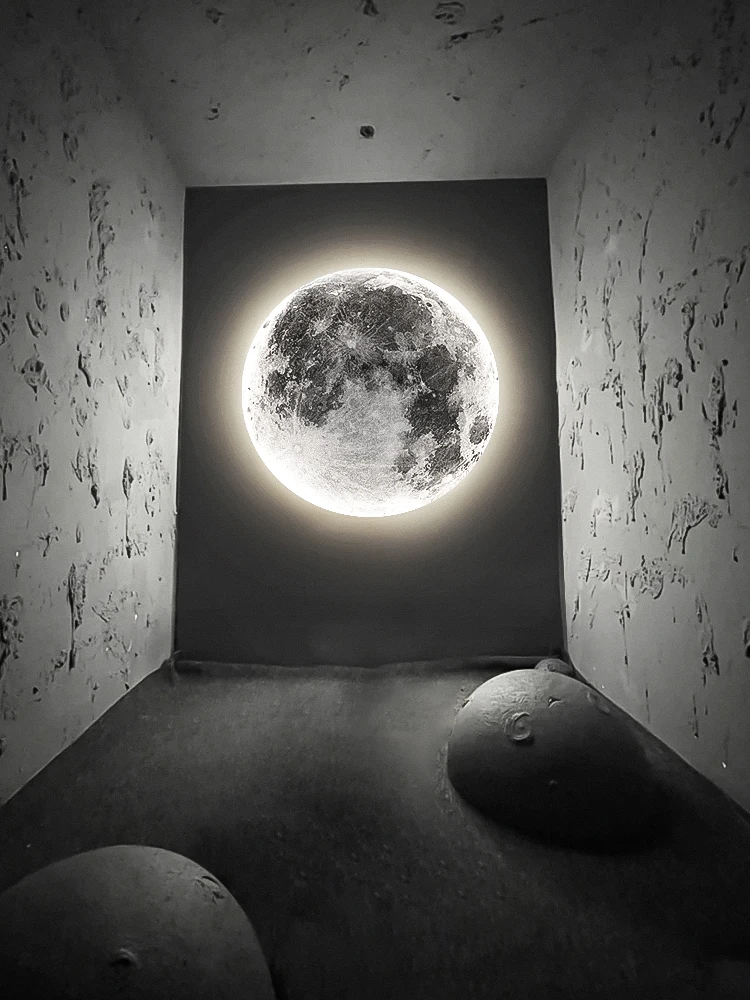 Lámpara de pared de Luna, mural creativo moderno, lámpara de decoración de pared de fondo de sala de estar, arte minimalista, luz de pared de