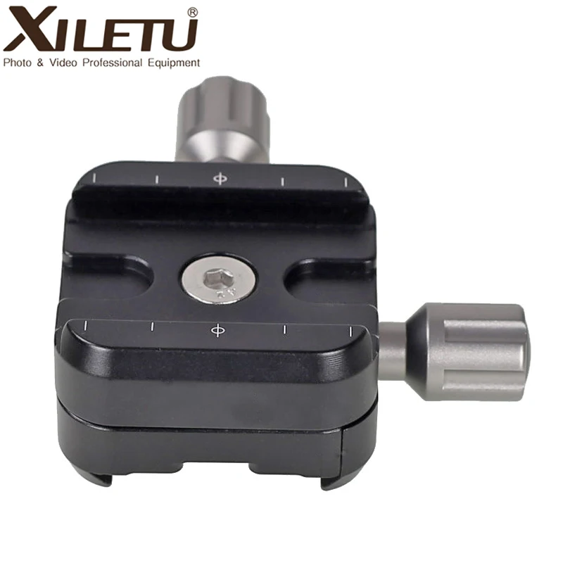 XILETU QR-50B Aluminum Alloy Tripod Head Clamp Two Way Type Quick Release Plate Clamp for ARCA SWISS