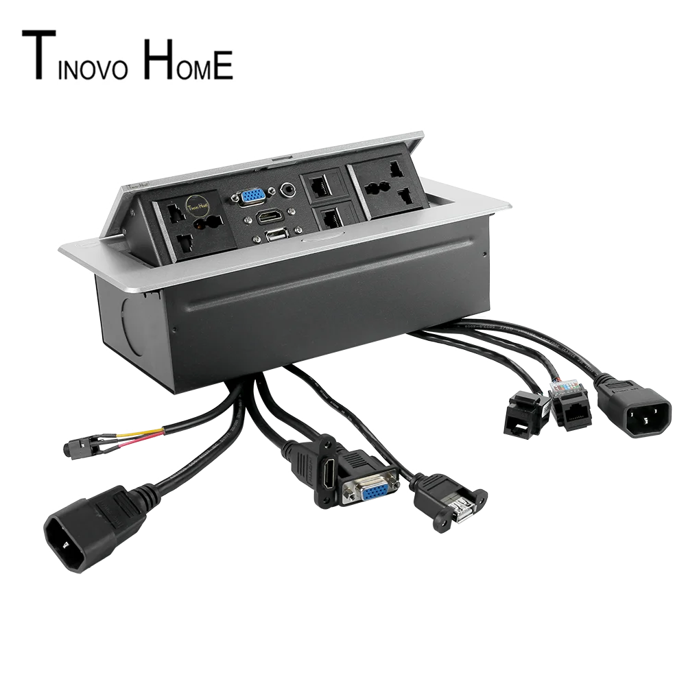 Presa universale da tavolo/presa da tavolo pop-up/USB dual network RJ45 3.5 presa per scatola di informazioni audio/lega di zinco