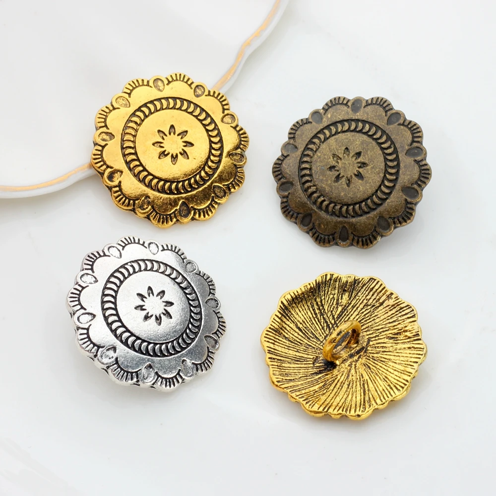 Zinc Alloy Round Lace Flowers Concho Buttons Charms Pendants 3pcs/lot 30MM For DIY Jewellery Accessories