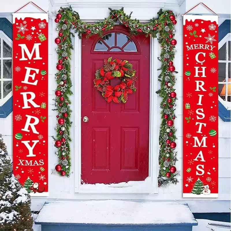 

Porch Christmas Decorations Merry Christmas Banner Porch Large Christmas Front Door Outdoor Christmas Decor Outside Yard Signs