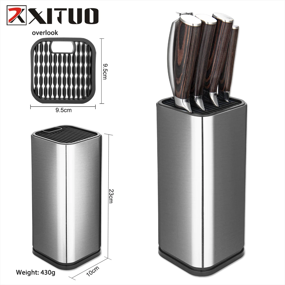 XITUO 8inch Knife Holder Stainless Steel Multi Kitchen Knife Set Scissors Cooking Utensils Organizer Knives Stand Block Tools