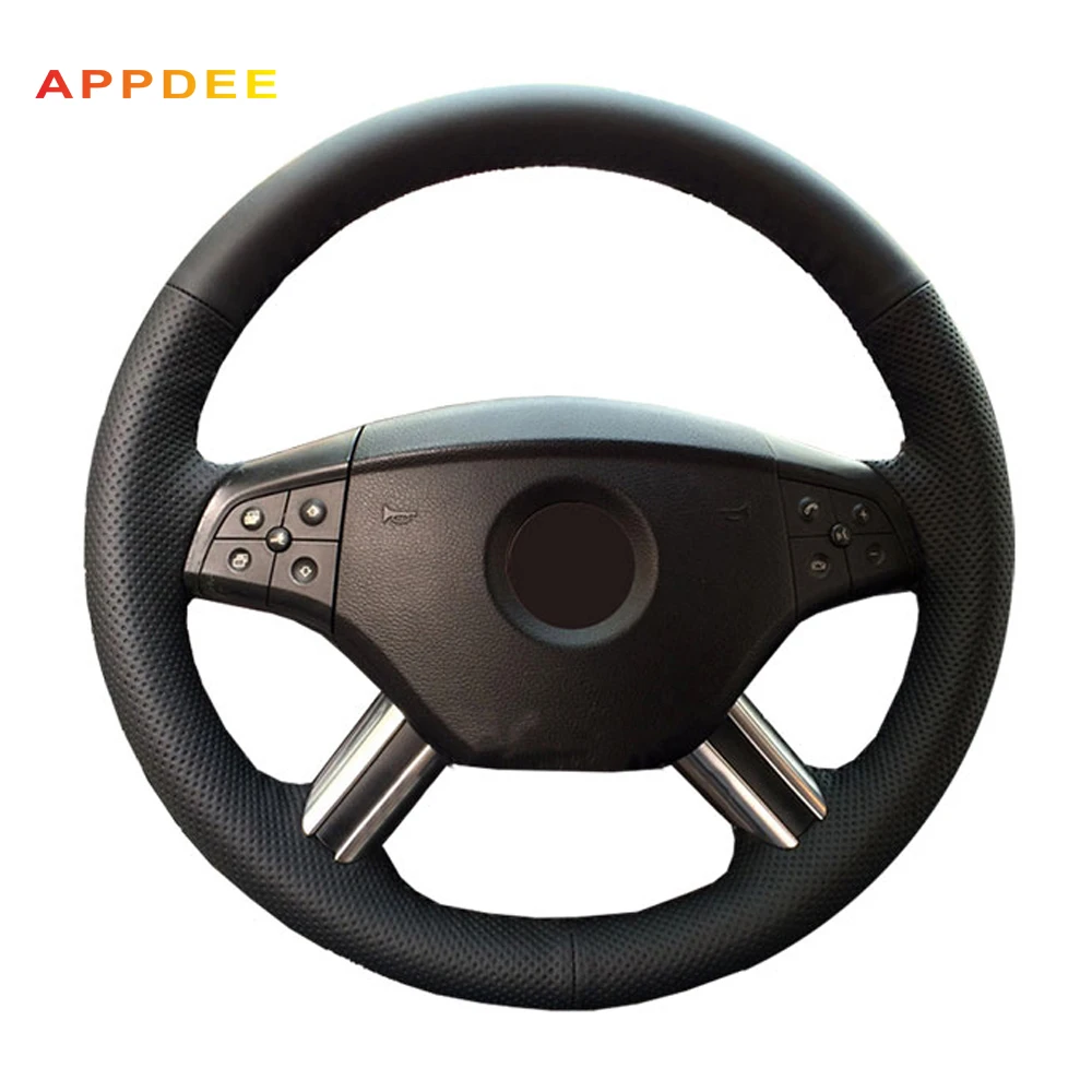 Handsewing Black Artificial Leather Steering Wheel Covers for Mercedes-Benz W164 M-Class ML350 ML500 2005 2006 X164 GL-Class GL