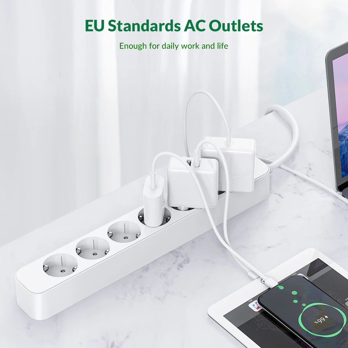 ORICO Power Strip with 3m Extension Cable Electrica Socket Multiple Sockets with Overload Surge Protector Network Filter