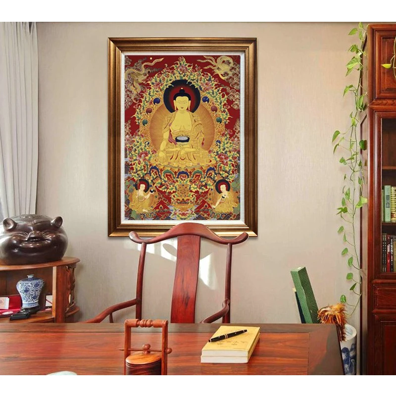 

Diamond Embroidery Mosaic Painting Cross Stitch Full Tibetan Style Thang-ga family hall for worshipping Buddha DIY 5D Decoration