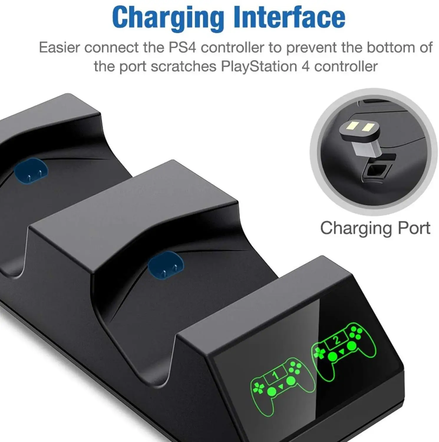 PS4 Controller Charger Station Dual USB Charging Station for PS4/PS4 Pro/PS4 Slim Controller  Fast Charging Dock & LED Indicator