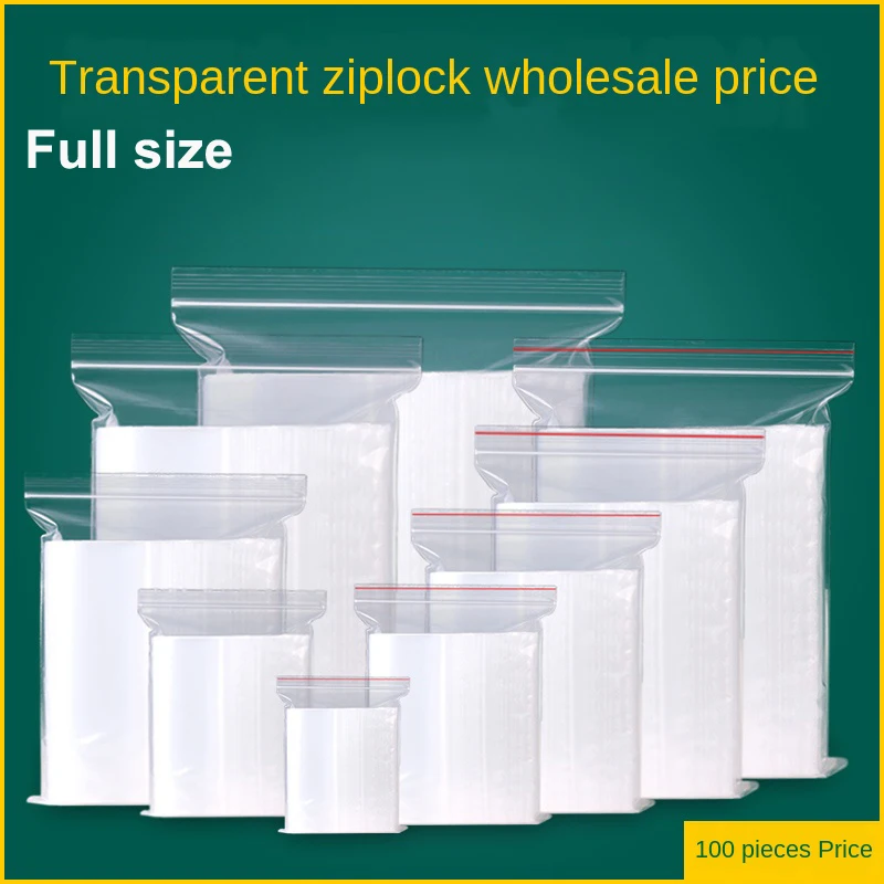 Ziplock Bag Transparent Thick Plastic Sealing Bag Plastic PE Poly Bags Fresh Storage Food Envelope Bag Reusable Zip Bag 8 Silk