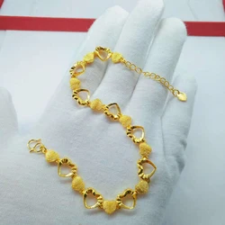 Wholesale  Price Gold color Hearts link Bangle & bracelet for Women / girls,fashion 24k gold color women wedding  Jewelry