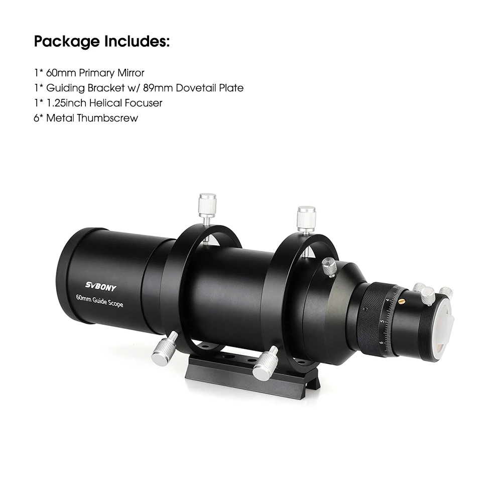 SVBONY Teleskop-Führungsfernrohr 50 mm/190, 60 mm/240 mm, kompaktes Deluxe-Führungsfernrohr mit 1,25 Zoll doppelter spiralförmiger Fokus SV106 – Detail 17