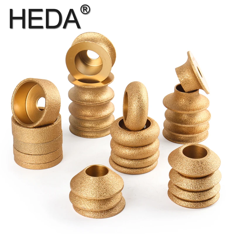 HEDA 1PC Bore 20mm Dia 3inch/75mm Dry Vacuum Brazed Diamond Grinding Wheel Demi-Bullnose Edge Profile Grinding Disc